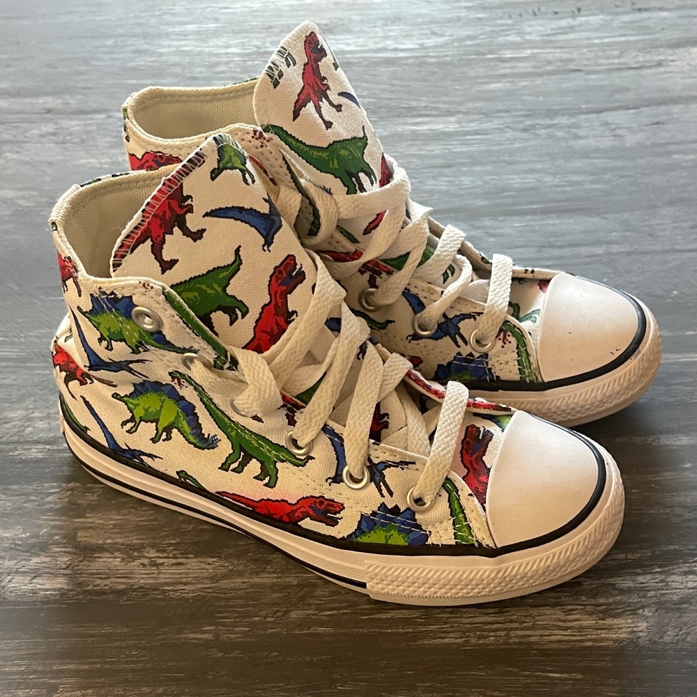 Kids Dinosaur Print High-Top Sneakers